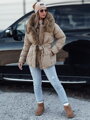 FURSOFT dámska zimná bunda, prešívaná, s kapucňou, béžová Dstreet TY4668