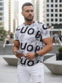 T-shirt męski z nadrukiem jasnoszary Dstreet RX5675