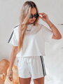 Dámsky biely oversize teplákový komplet so šortkami LOVE SPORT AY1136