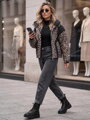 Dámska bunda s leopardím vzorom Dstreet béžová TY6041