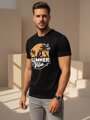 Men's Summer Vibes bedrucktes T-Shirt schwarz Dstreet NX044R
