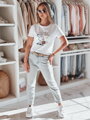 T-shirt damski z pudlem LUMIFITU biały Dstreet RY2738