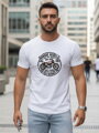 Herren Motorrad Druck weißes T-Shirt Dstreet NX5007R