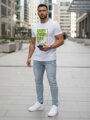 Herren T-Shirt mit Totenkopf und Blumendruck NX079R