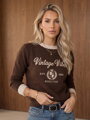 Dámsky sveter Vintage Vibes s kontrastnými lemami – čokoládová