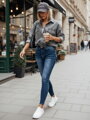 Dámske rifle skinny s vysokým pásom tmavomodré UY2823