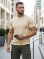 T-shirt męski klasyczny beżowy Dstreet RX5676