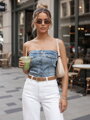 Top damski gorsetowy jeansowy GORSETORA niebieski Dstreet RY2826