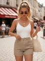 Dámske jeansové šortky camel SY0553