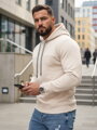 Pánska mikina s kapucňou Dstreet béžová BX5474