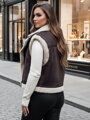 Hnedá dámska semišová vesta s hrejivou podšívkou WOOLZIP TY4746z