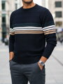 Pánsky tmavomodrý pruhovaný sveter Dstreet WX2323