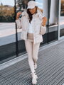 Béžová dámska bunda z ekokože COLLAR TY3763