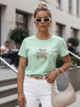 T-shirt damski z misiem TEDDYCAP miętowy Dstreet RY2747