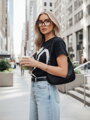 T-shirt damski oversize z efektem 3D czarna Dstreet RY2716