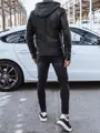 Čierna pánska koženka s kapucňou