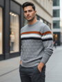 Pánsky sveter v prúžkoch WX2335 jasnosivý