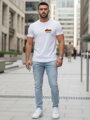 Herren-T-Shirt mit minimalistischem Druck weiß Dstreet NX5096R