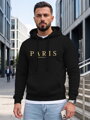 Pánska mikina s nápisom PARIS a kapucňou Dstreet čierna NX5147BX