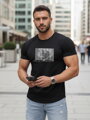 Herren T-Shirt mit Totenkopf und Blumendruck NX079R