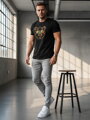 Herren T-Shirt aus Baumwolle mit Teddybär-Print schwarz Dstreet NX041R