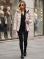 Dámska zimná bunda s kapucňou Dstreet svetlobéžová TY5750