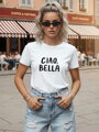 Dámske bavlnené tričko s nápisom CIAO BELLA biele – Dstreet NX8009RY