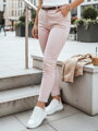 Dámske nohavice slim fit s opaskom LINESKA ružové UY2630