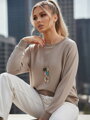 Bluzka damska one size oversize z wisiorkiem NUBISS popielata Dstreet RY2800