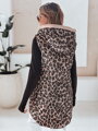 Svetlohnedá dámska prešívaná vesta s leopardím vzorom ELMERA TY5029