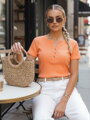 Bluzka damska one size prążkowana KISS LOOK pomarańczowa Dstreet RY2840