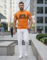 Herren T-Shirt mit Totenkopf und Blumendruck NX079R