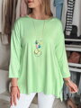 Bluzka damska one size oversize z wisiorkiem COMFILA jasnozielona Dstreet RY2792
