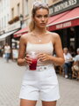 Dámske jeansové šortky biele SY0587