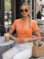 Bluzka damska one size prążkowana KISS LOOK pomarańczowa Dstreet RY2840