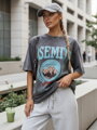 T-shirt damski z nadrukiem ZAKUANI grafitowy Dstreet RY2633