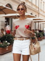 T-shirt damski PALIS beżowy Dstreet RY2431