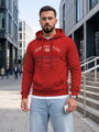 Pánska mikina s nápisom PEACEFUL HEART a kapucňou Dstreet červená NX5150BX