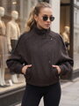 Dámska bunda s vysokým golierom a vlnou Dstreet hnedá TY6034