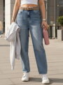 Dámske rifľové nohavice baggy s opaskom UY2886
