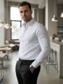 Elegantná biela pánska košeľa s golierom Dstreet DX2617