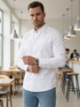 Pánska slim fit vzorovaná košeľa biela Dstreet DX2698