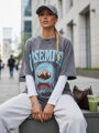 T-shirt damski z nadrukiem ZAKUANI grafitowy Dstreet RY2633