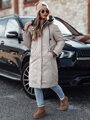 Dámska prechodná bunda ELEGANTI dlhá s kapucňou, bielo-šedá Dstreet TY4657