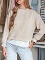 Dámska mikina LUZZIO oversize s vrstveným efektom – svetlobéžová BY1384