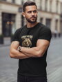 T-shirt męski z nadrukiem LEPIEJ NIE BUDŹ MISIA czarny Dstreet NX0097R