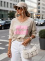 Bluzka damska oversize z nadrukiem CHERINO brązowa Dstreet RY2830