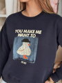Dámska mikina GOOSHY – tmavomodrá, krátka oversize s potlačou BY1428