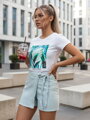 T-shirt damski z nadrukiem MUYUMBA biały Dstreet RY2620