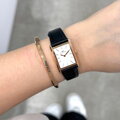 DÁMSKE HODINKY DANIEL WELLINGTON viazané čierne krokodíl ružové zlato 24mm DW00100698 + KRABIČKA